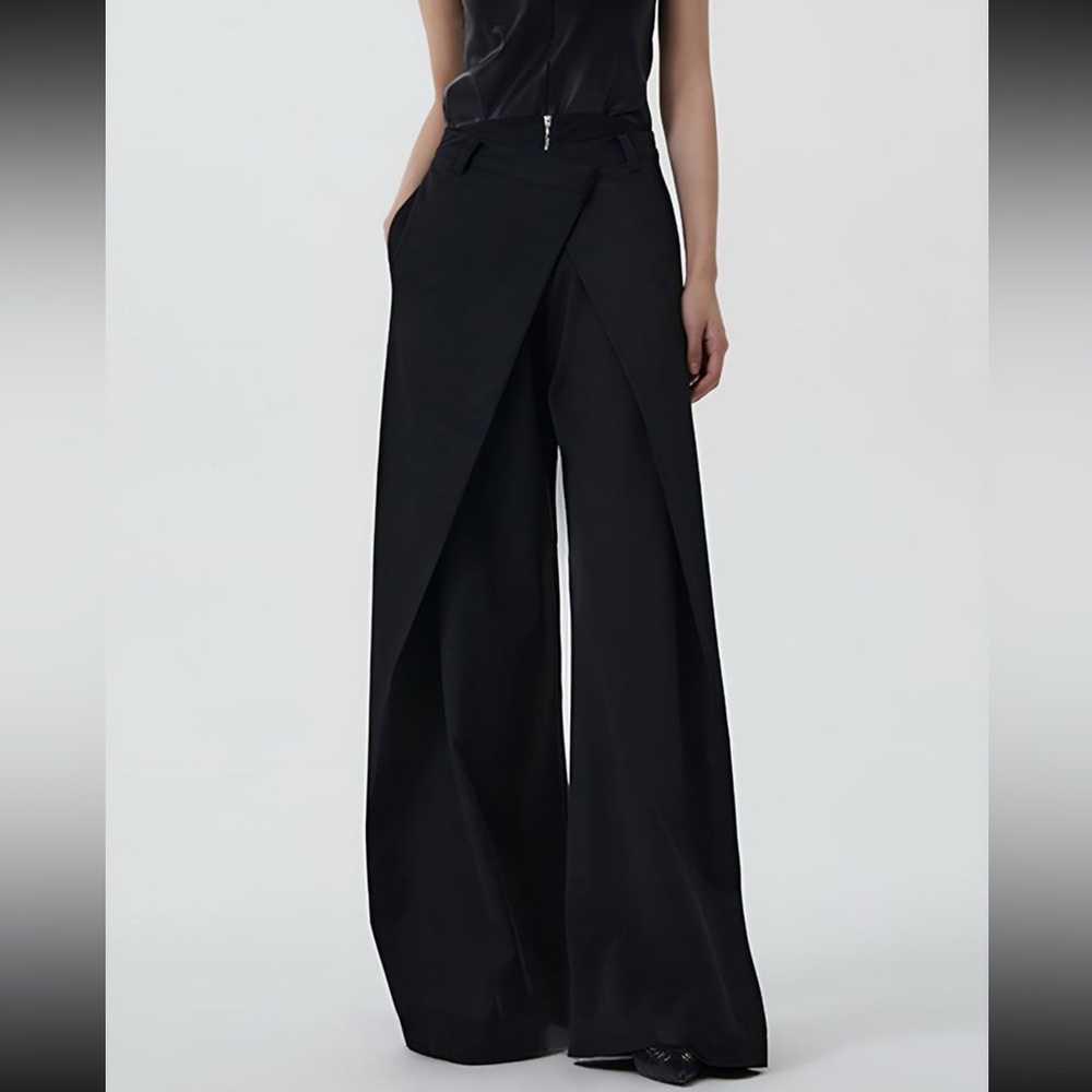 High style black cross over asymmetrical pant